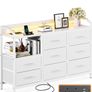 Chest of Drawers Bedroom, 8 Fabric Drawers, 110x30x88cm, White Image 7