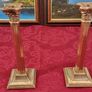 Pair Antique And Shiny Solid Brass Art Deco Ornate Corinthian Column Candlestick Holder Image 2