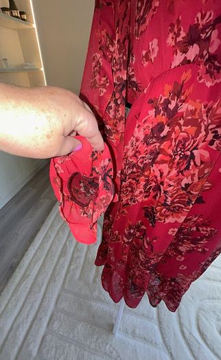 Ladies Red Floral Chiffon Dress with Slip from Primark