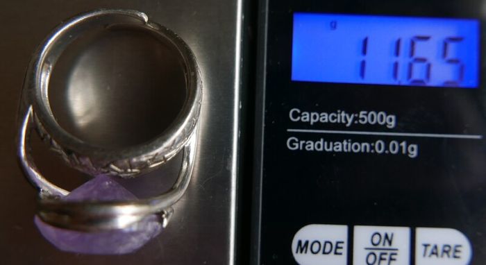 Vintage 80s Sterling Silver 925 Amethyst Quartz Gecko Statement Ring Size T - 11,65g