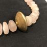 Pink stone, gold-coloured disc necklace Image 2