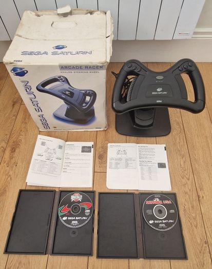 Sega Saturn w/ 3D Control Pad, Arcade Racer, Lightgun and Games