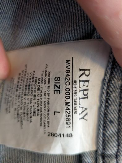 Replay Blue Jeans Light Wash Denim Jacket - Size L