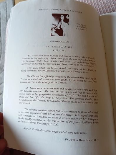 Readings from St. Teresa of Avila. Vintage. Loughrea.