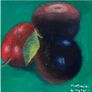 Original oil painting - still life with fruit plums Image 2