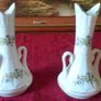 Claddagh China Pair Of Two Handled Floral Vases Made In Galway Ireland Image 2