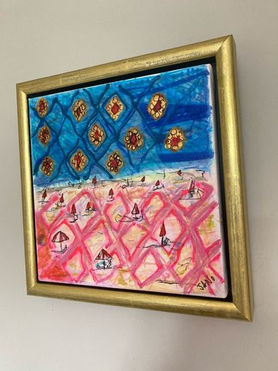 Original Abstract Painting Contemporary Irish Art Eclectic Gold Seascape
