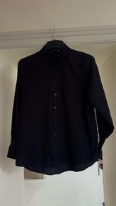 Classic Black Long Sleeve Button-Down Shirt - Size S/M