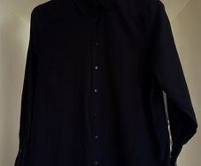 Classic Black Long Sleeve Button-Down Shirt - Size S/M