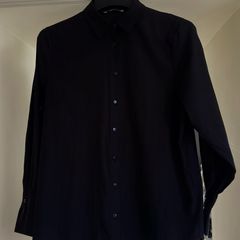 Classic Black Long Sleeve Button-Down Shirt - Size S/M