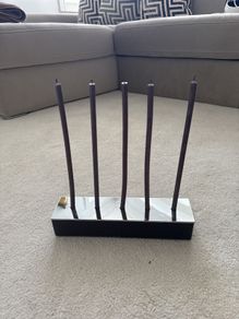 Milton brown chrome and leather candle holder