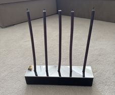 Milton brown chrome and leather candle holder