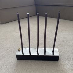 Milton brown chrome and leather candle holder