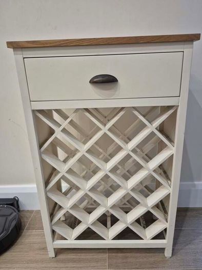 Cream and pine wine rack with drawer