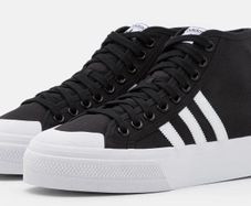 Brand new Adidas Originals Nizza Platform Mid Size 6 UK trainers shoes black and white RRP 75 Eur