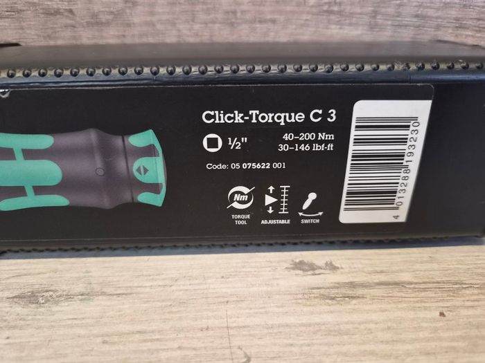 Wera Click-Torque C3 Set Torque Wrench Set, 40 To 200 Nm, 1/2 in Drive