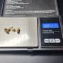 Solid 14k Gold Pair Stud Earrings W / Blue Natural Sapphires & Diamonds Image 6