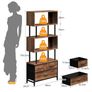 Book Shelf with 5 Shelves, Bookcase with 3 Fabric Drawers, Shelf Unit Suitable for Bedroom, Office, Living Room, Kitchen, 60 x 24 x 155cm, Vintage Colours Image 2