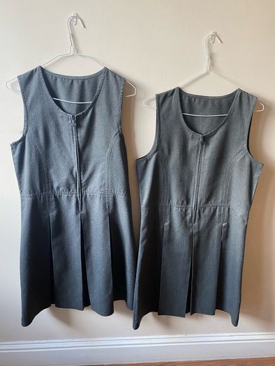 Dunnes grey pinafore x2 (as new) age 13-14