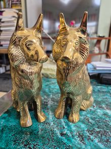 Pair of brass German Shepherds