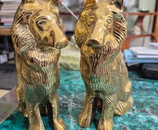 Pair of brass German Shepherds
