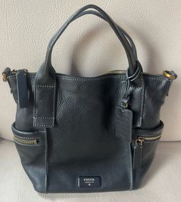 Fossil black leather handbag