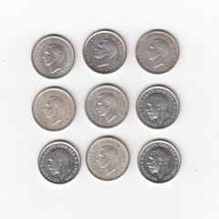 9 X 3d G.b. 50% Silver Coins ( No.371)
