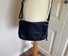 Caroll navy leather crossbody bag