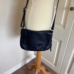 Caroll navy leather crossbody bag