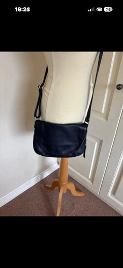Caroll navy leather crossbody bag