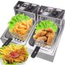 220v Commercial Deep Fryer 2X6L Double Tank Deep Fat Fryer Stainless Steel Chip Fryer 2500W+2500W With Lids Image 5