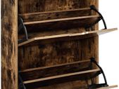 Shoe cabinet with 2 flaps, shoe rack with additional compartment, shoe storage, shoe organizer, melamine coating, 60 x 24 x 102 cm, vintage brown