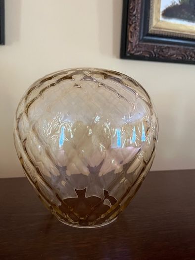 Glass Ceiling Light Shade In Prestine Vintage Condition. Stunning Gold / Amber Hue Colouring. Beautiful