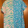 Animal Print Patchwork shirt men's Size small Striped Festival Lapel Short sleeve Image 2
