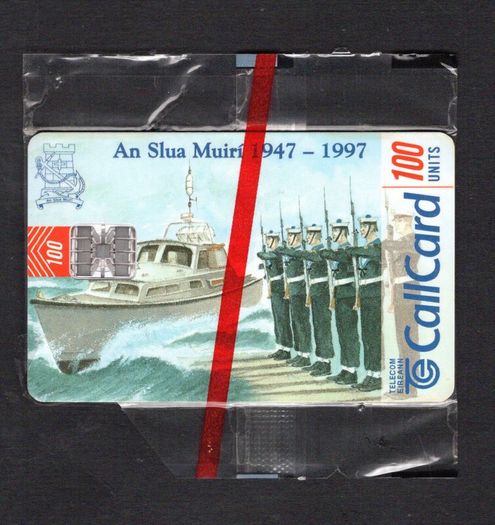 1997 Ireland 100 unit 50th Anniversary (1947-1997) of An Slua Muiri (Schlumberger SC7) Call Card Mint in packaging. Telecom Eireann card number 1176.