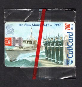 1997 Ireland 100 unit 50th Anniversary (1947-1997) of An Slua Muiri (Schlumberger SC7) Call Card Mint in packaging. Telecom Eireann card number 1176.