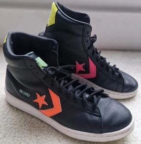 Converse Hi-Vis Pro Trainers Size UK 4.5/37.5 Black Orange Leather Hi Top Shoes