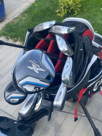 Callaway golf clubs and trolley