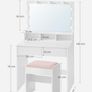Dressing Table with LED Bulbs Mirror & Stool Image 4