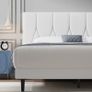 King Bed Frame, White, Upholstered Wooden Slat Bed Frame with Headboard, Easy Assembly, Underbed Storage, No Box Spring Needed 150 200 Image 3
