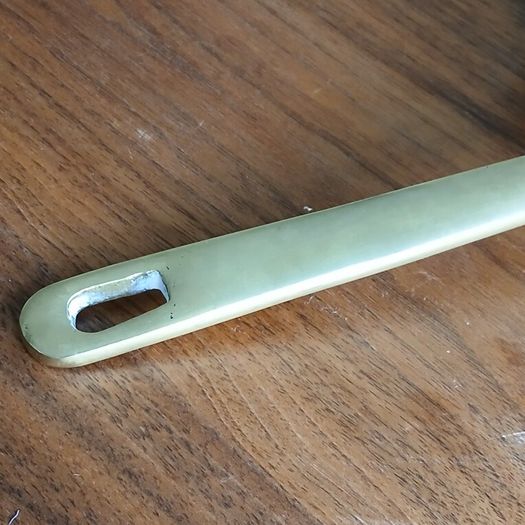 Skillet. Vintage brass, copper and stainless steel skillet.