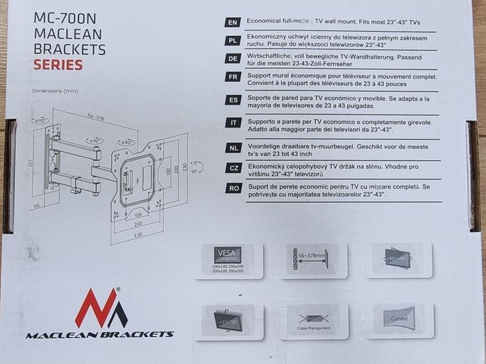 TV Wall Mount Bracket Tilt Swivel Full Motion 23-43"