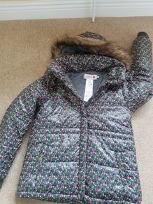 Girls Spotty Fur lined Coat - as New