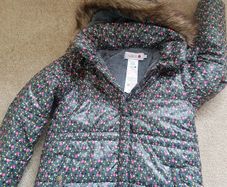 Girls Spotty Fur lined Coat - as New