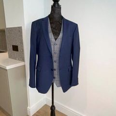 Benetti Three Piece Tailored Fit Suit Petrol Blue