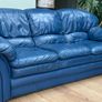 2+3 seater blue leather sofas. Image 2
