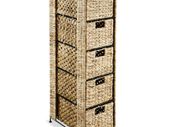 Storage Unit with 5 Baskets 25.5x37x100 cm Water Hyacinth