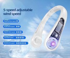 New. Neck Fan Rechargeable Bladeless 360 Airflow Adjustable 5 Speed Portable (Free Delivery)