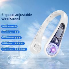 New. Neck Fan Rechargeable Bladeless 360 Airflow Adjustable 5 Speed Portable (Free Delivery)