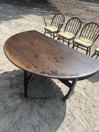 Vintage dark Ercol drop leaf dining table